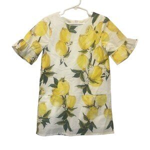 Elizabeth Cate Girls Dress White Floral Bell Sleeve  Boutique Size 6 Years Lemon